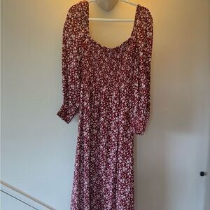 Reformation Red Midi Sundress with Bishop Sleeves